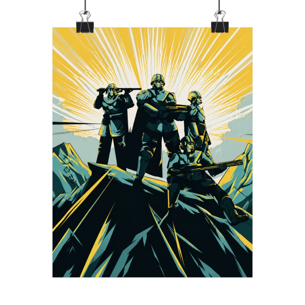 Helldivers 2 Illustrated Poster Sunburst Video Game PopSockets Adhesive PopGrip - Official posters merchandise